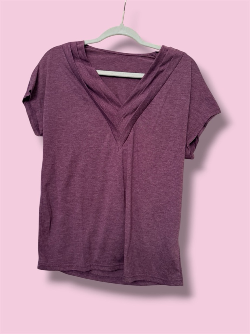 Women’s V-Neck Short Sleeve Top - Plum